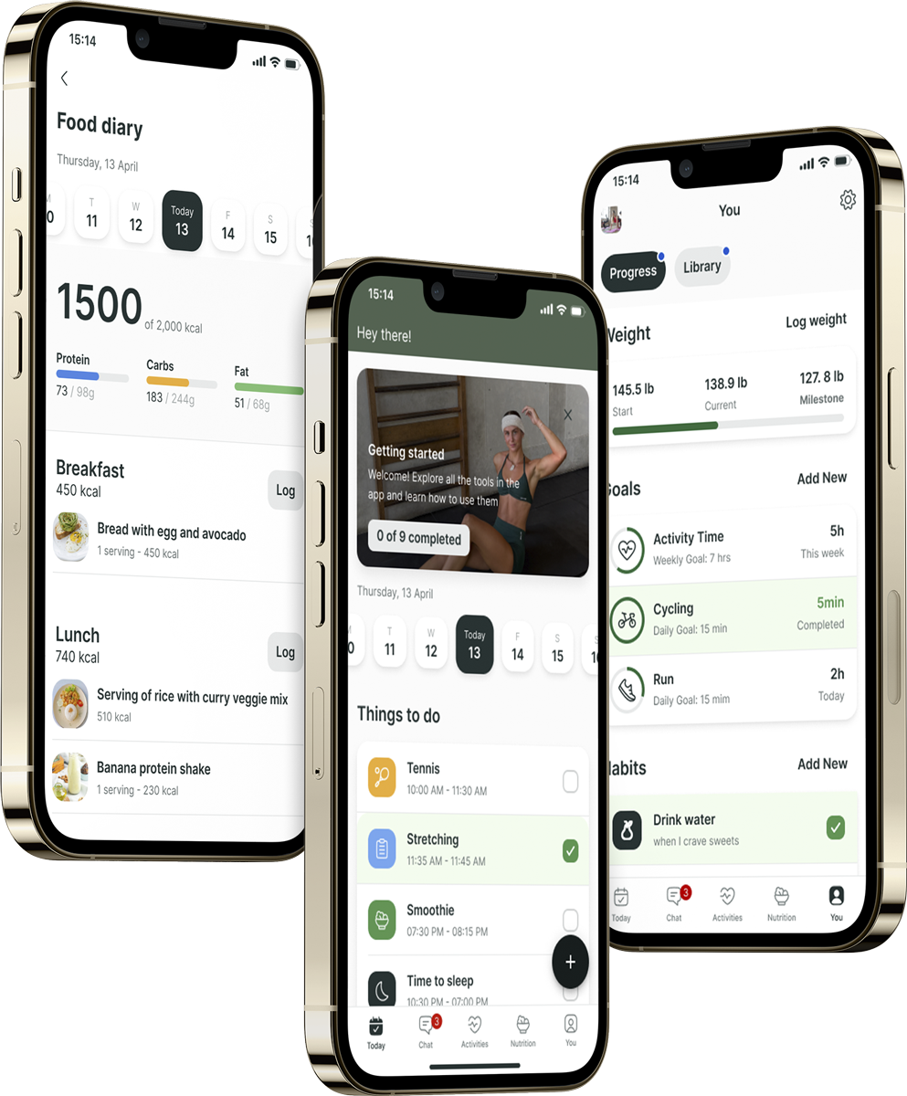 A mockup of the coaching app showcasing the features.